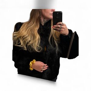 Elegant Black Faux Fur Jacket
